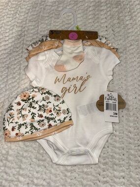 Baby Essentials "Mama's Girl" Cream & Tan 5-Piece Baby Outfit Set